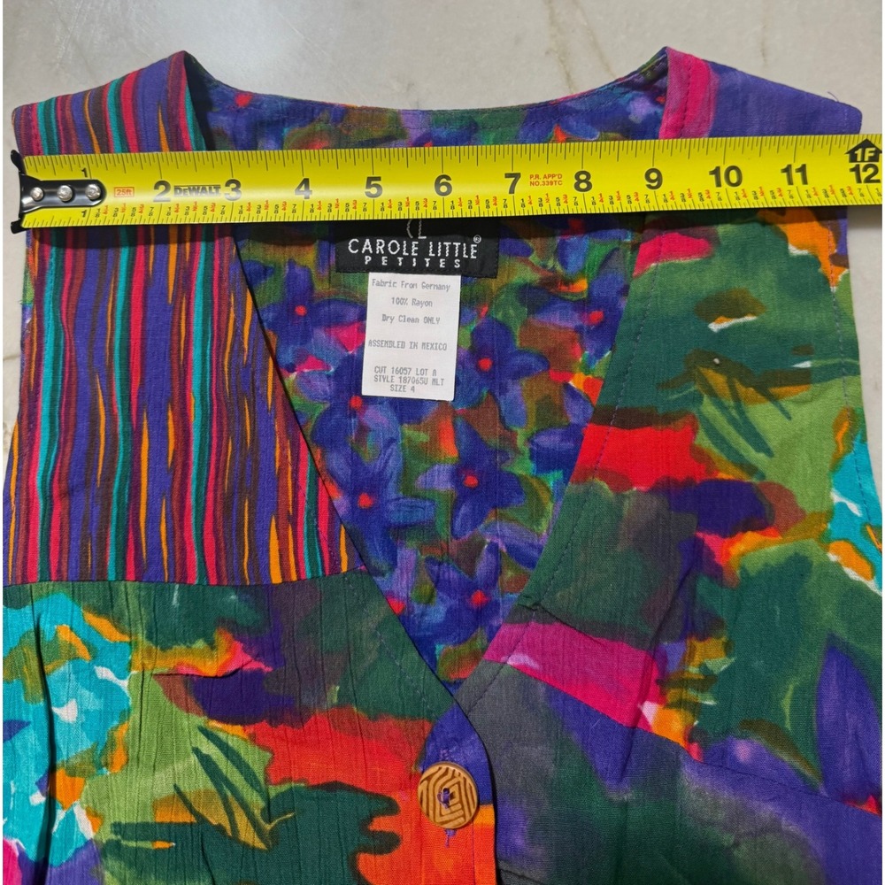 Carole Little Vintage 90s Abstract Floral Colorful Artsy Boho 80's Vest Sz 4 149 - Picture 6 of 8